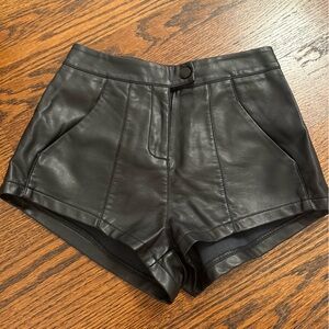 Edikted Black Faux Leather Shorts